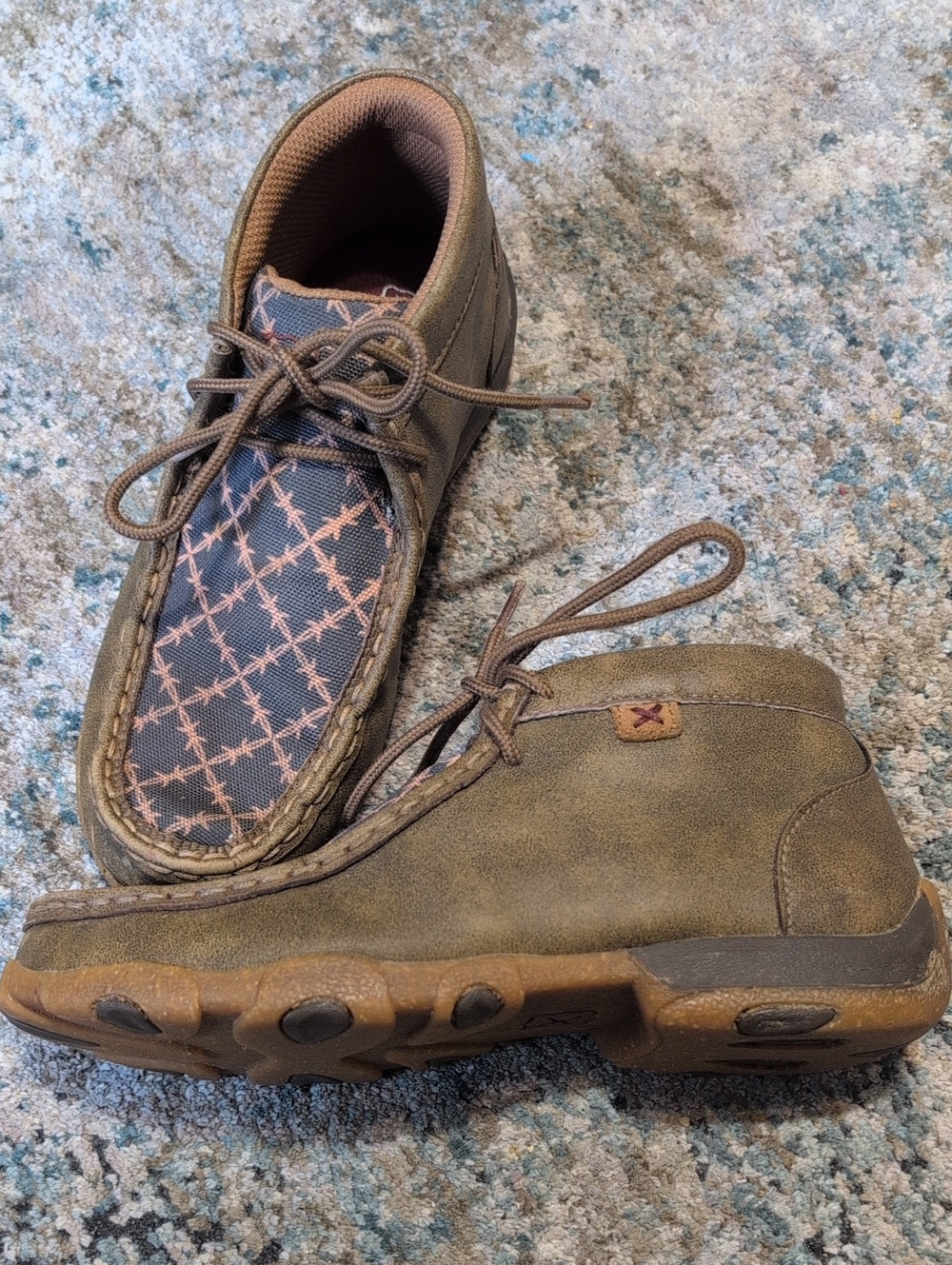 Twisted X Driving Moc Loafers Kids Size 3M Barbed Wire Brown YDM0051
